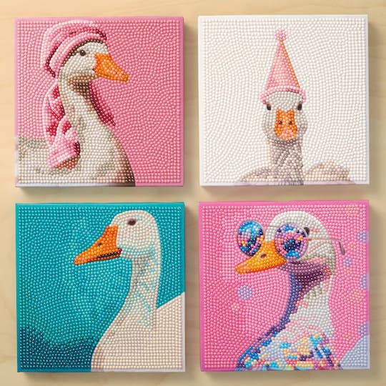 6" x 6" Ducks 4-Piece Stretched Canvas Diamond Art Kit by Make Market®